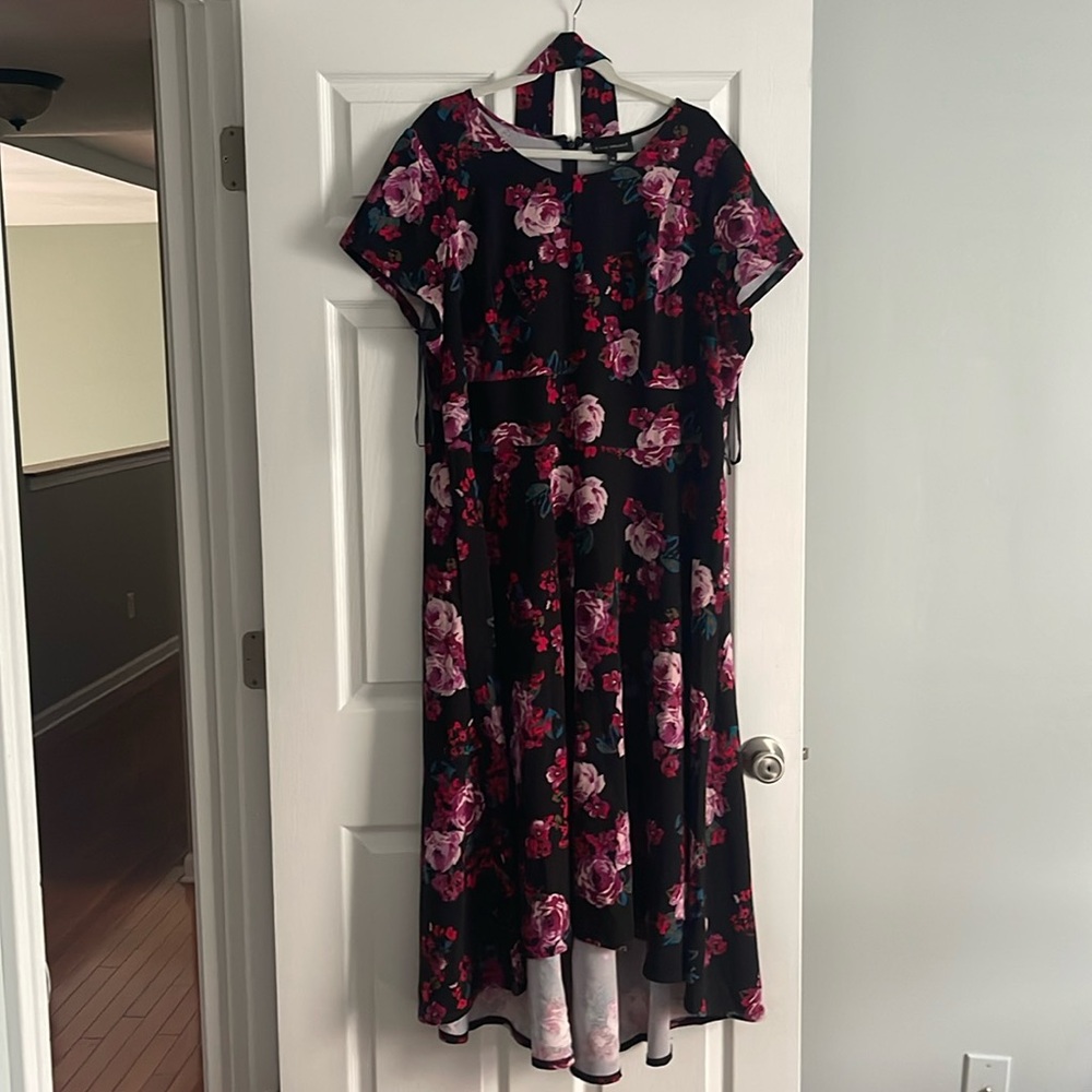 Lane Bryant Asymmetrical dresss with tie waist floral